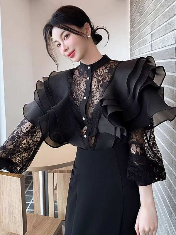 Summer Clothing Old Money - قميص دانتيل خيالي للربيع والصيف 2026
