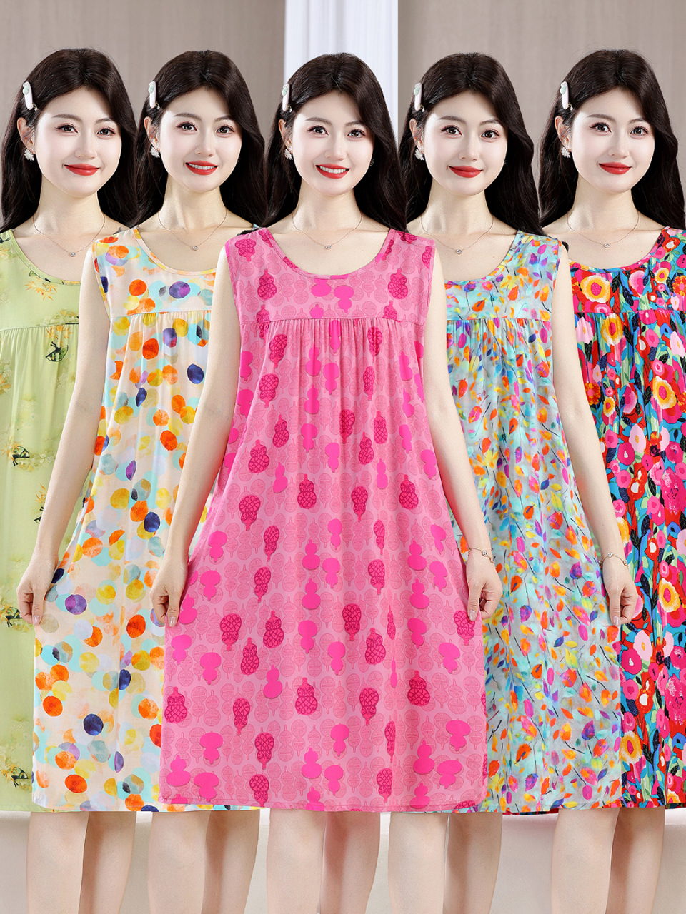 Summer Clothing For 60 Year Old Woman - فستان نسائي من القطن والحرير بدون