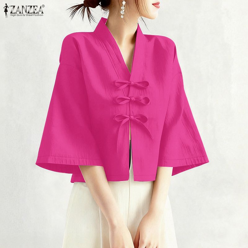 Tie Front Shirt - قمصان نسائية كلاسيكية بياقة على شكل