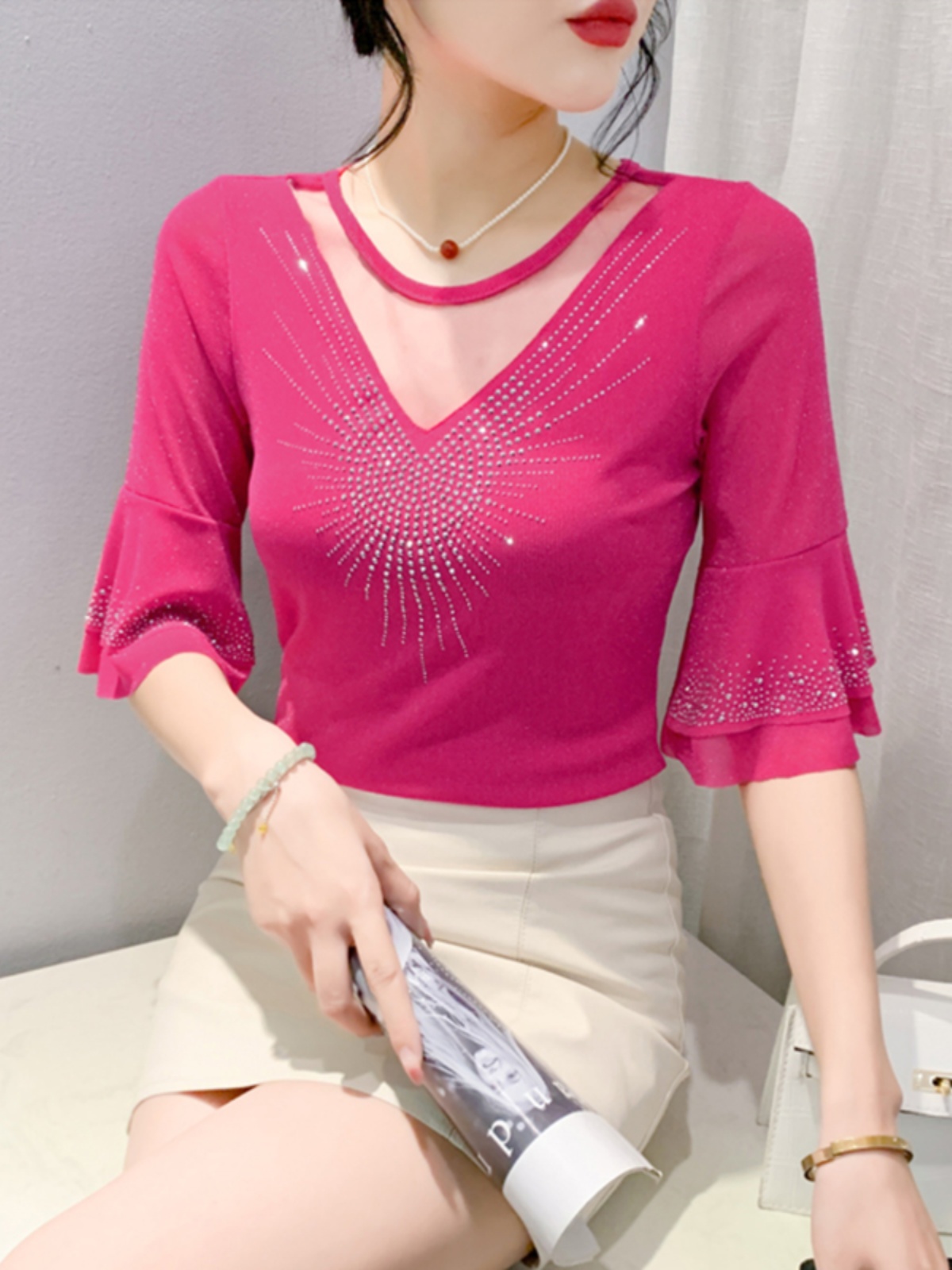 Summer Clothing Old Money - تي شيرت نسائي صيفي عصري بتصميم