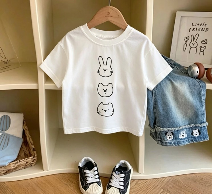 Summer Clothing Drawing For Kids - تي شيرت للأطفال الصغار من الجنسين