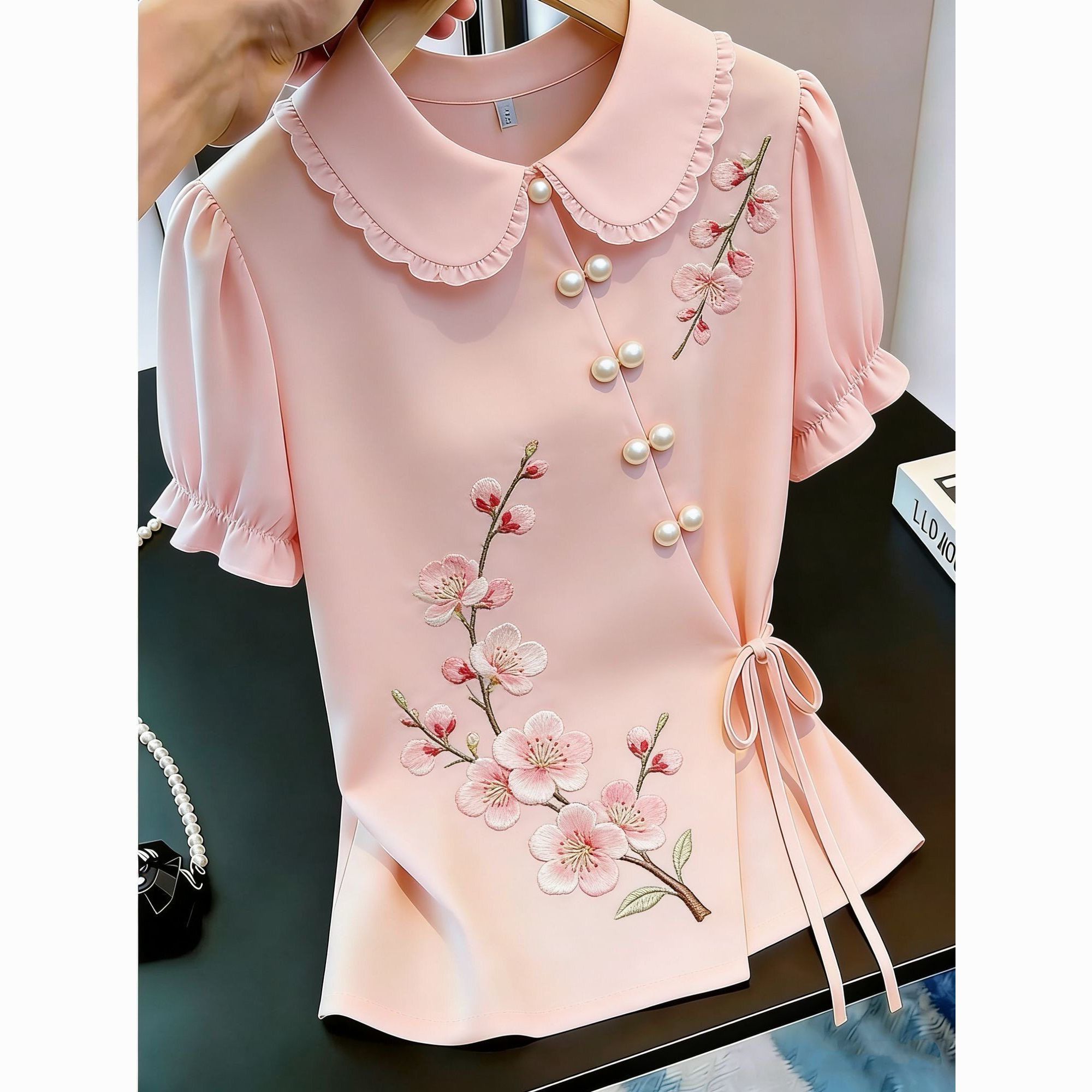 Tie Front Shirt - قميص نسائي صيفي 2026 بتصميم صيني