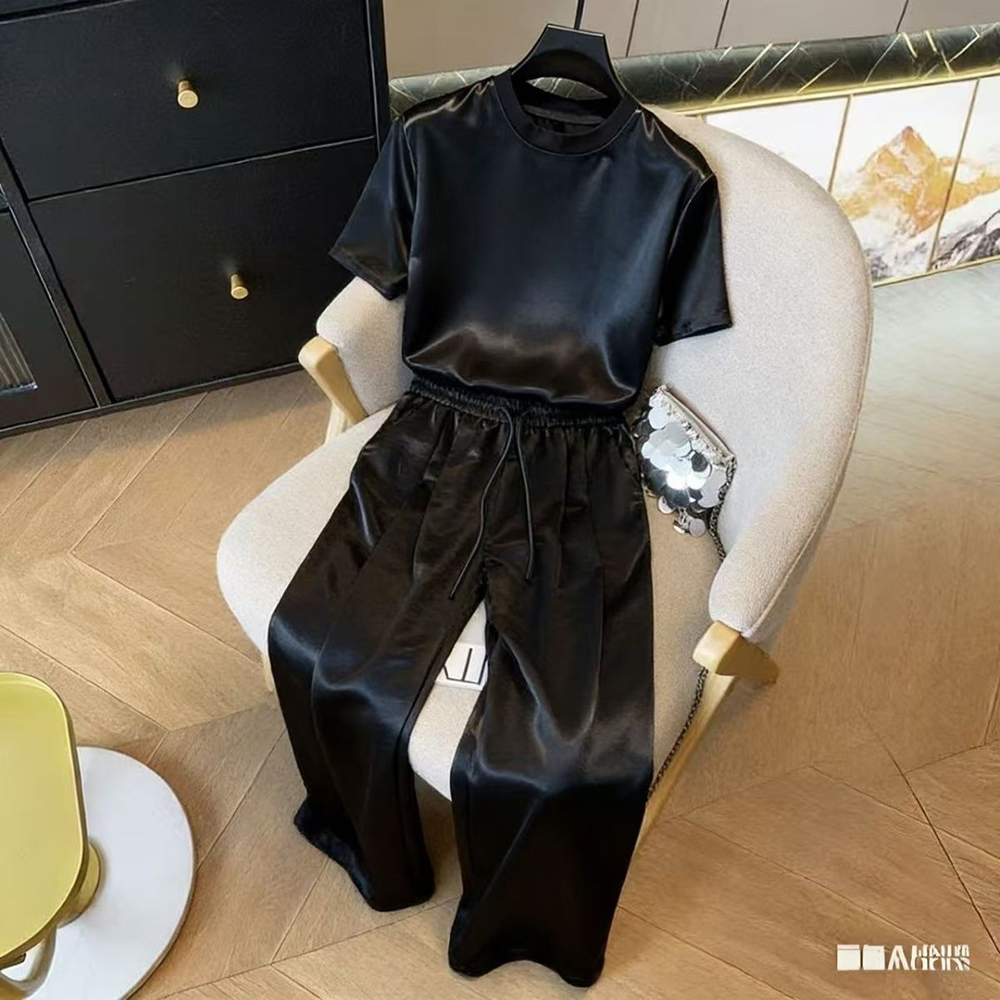 Summer Clothing Men Fashion - طقم رجالي من قطعتين من الأسيتات