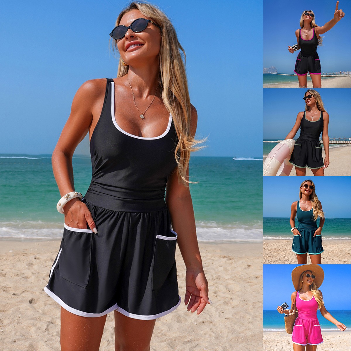 Swimsuit One Piece - بدلة سباحة قطعة واحدة سوداء مع