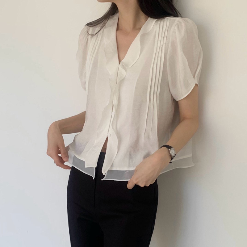Summer Clothing Old Money - بلوزة صيفية على الطراز الكوري بأكمام