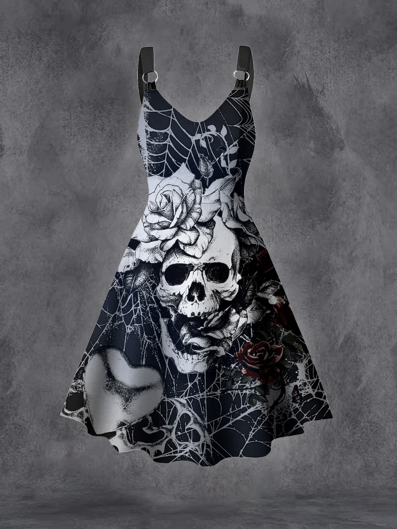 Summer Goth Clothing - فستان قوطي أسود للنساء مقاس كبير