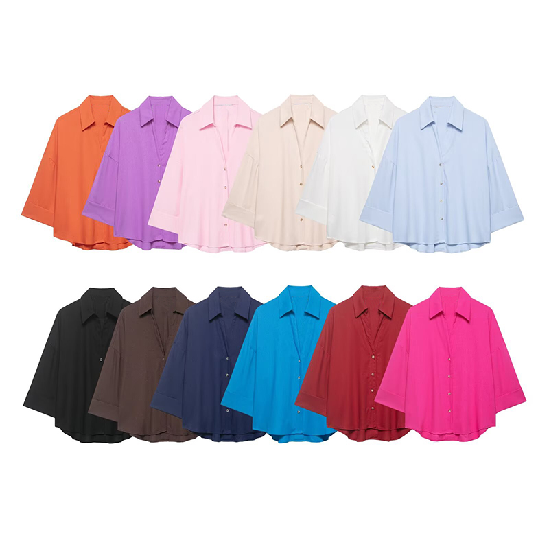 Tie Front Shirt - قمصان نسائية عصرية فضفاضة غير رسمية