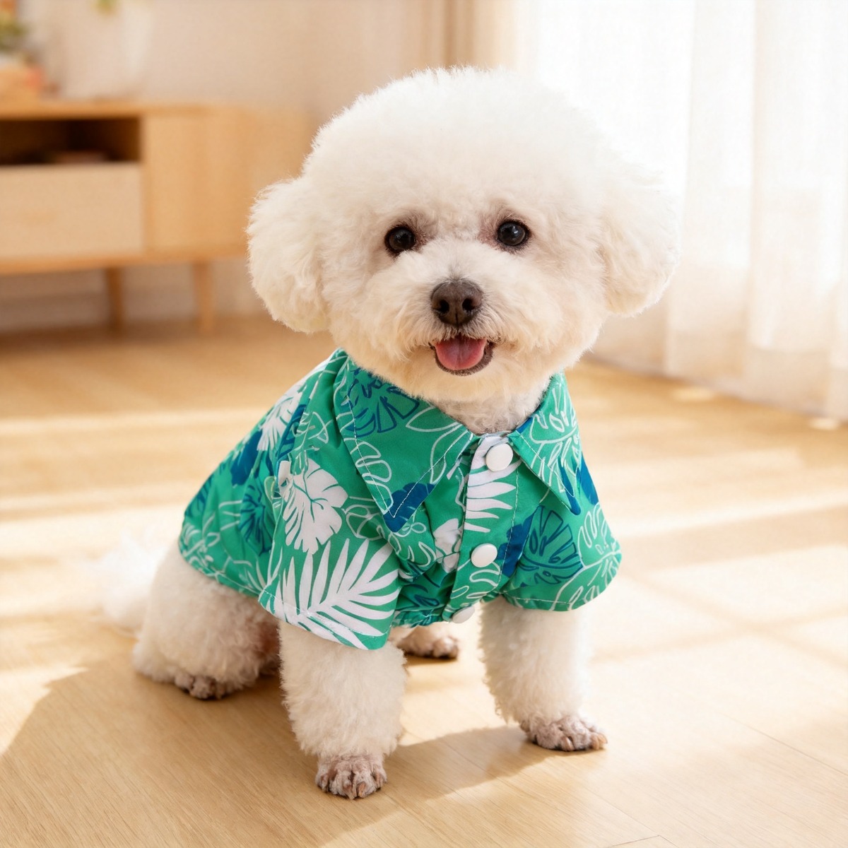 Summer Dog Clothing - قميص للقطط بنقشة الزهور، خفيف الوزن
