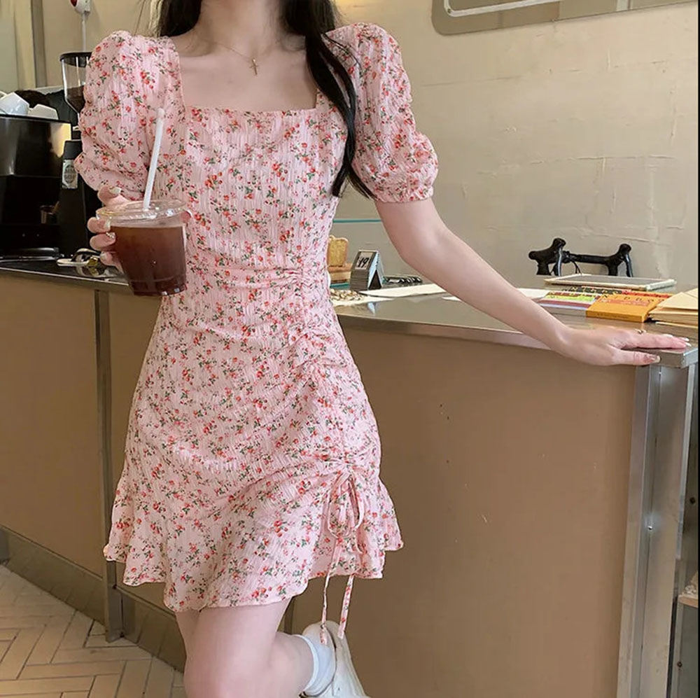 Summer Clothing For 70 Year Old Woman - فستان نسائي صغير برباط زهري ،