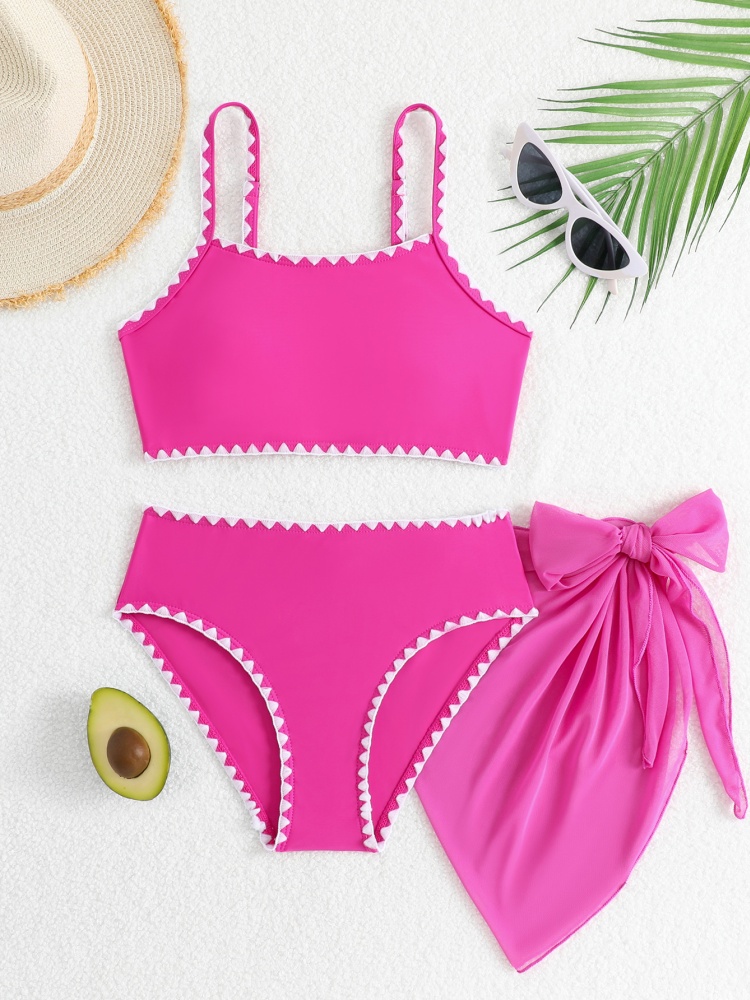 Swim Cover Up Mesh - بيكيني بناتي للأطفال، ملابس سباحة وردية