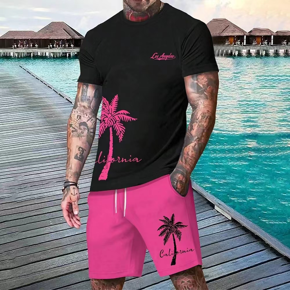 Summer Clothing Men Fashion - بدلة رجالية جديدة بطبعة جوز الهند