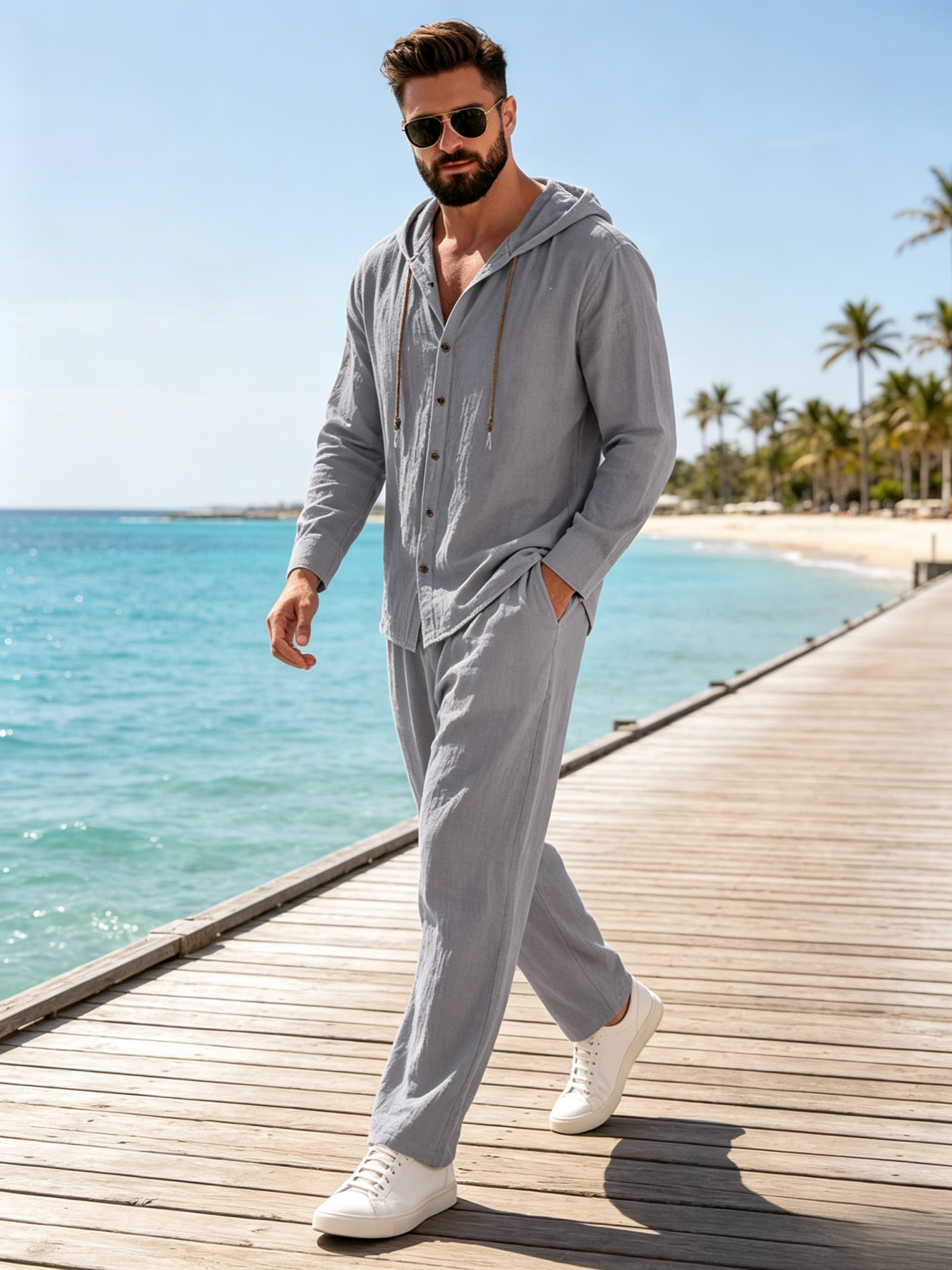 Summer Clothing Guys - طقم رجالي من قطعتين من القطن