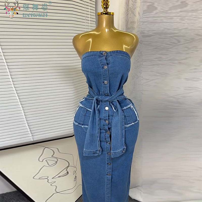 Summer Clothing Juniors - فستان جينز نسائي جديد 2026 بتصميم