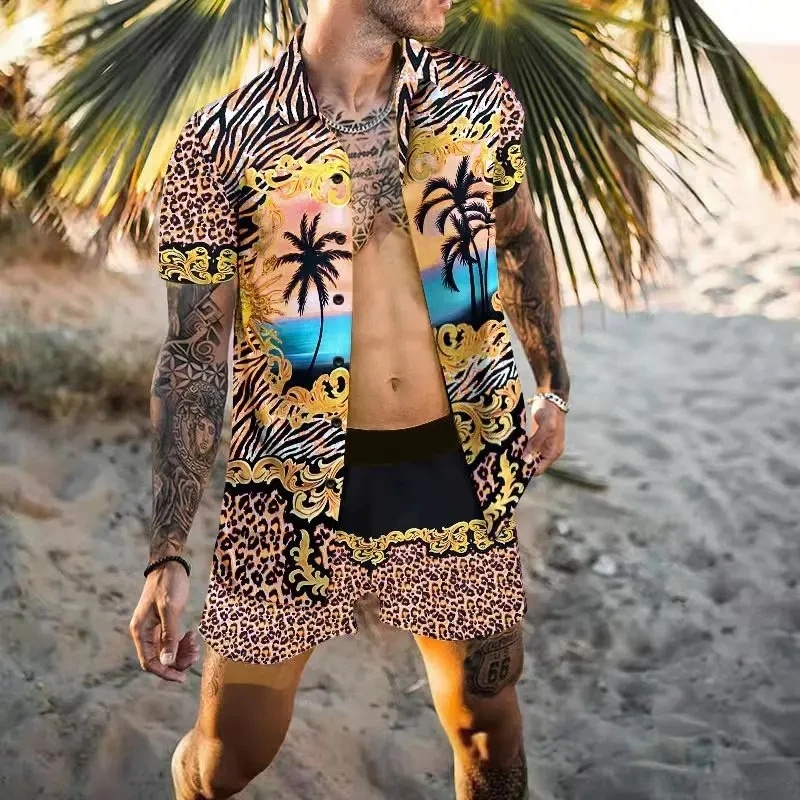 Summer Clothing For A Beach - طقم قميص رجالي صيفي أنيق بطبعة