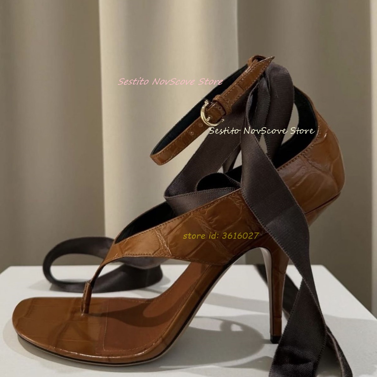 Summer Clothing Ladies - البني المفتوحة تو الدانتيل يصل الصنادل