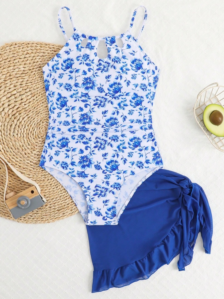 Swim Cover Up Mesh - ملابس سباحة قطعة واحدة للبنات والأطفال،