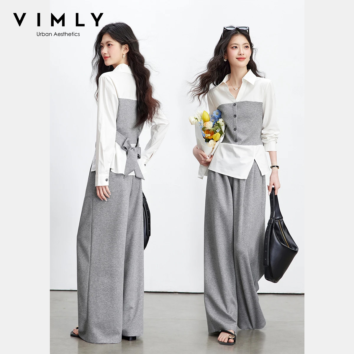 Tie Front Shirt - طقم نسائي من قطعتين من VIMLY