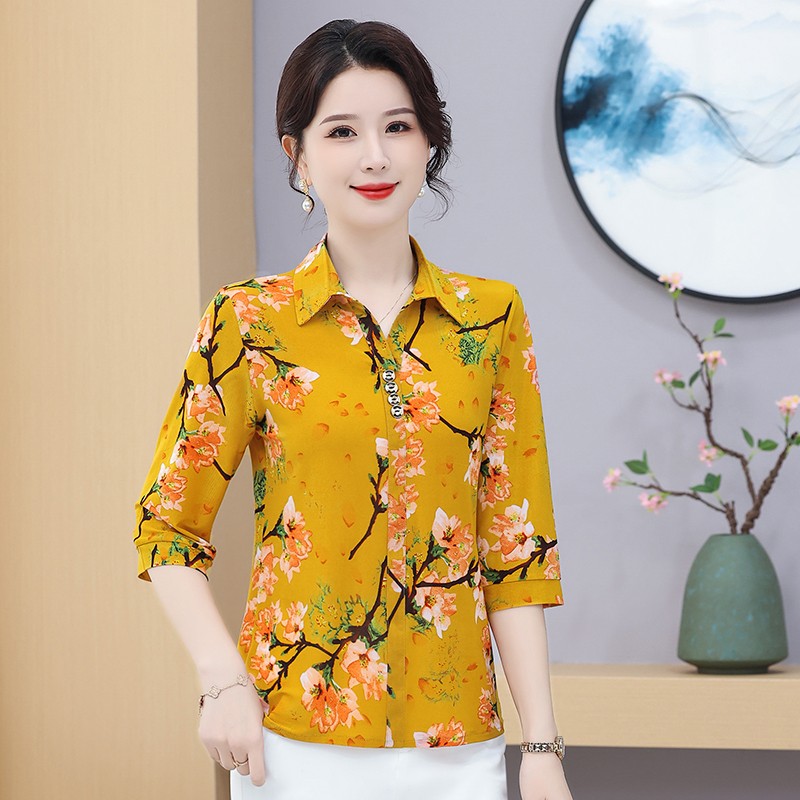 بلوزة بأكمام قصيرة بياقة للأم  - مراجعة Summer Clothing For 70 Year Old Woman وسعره