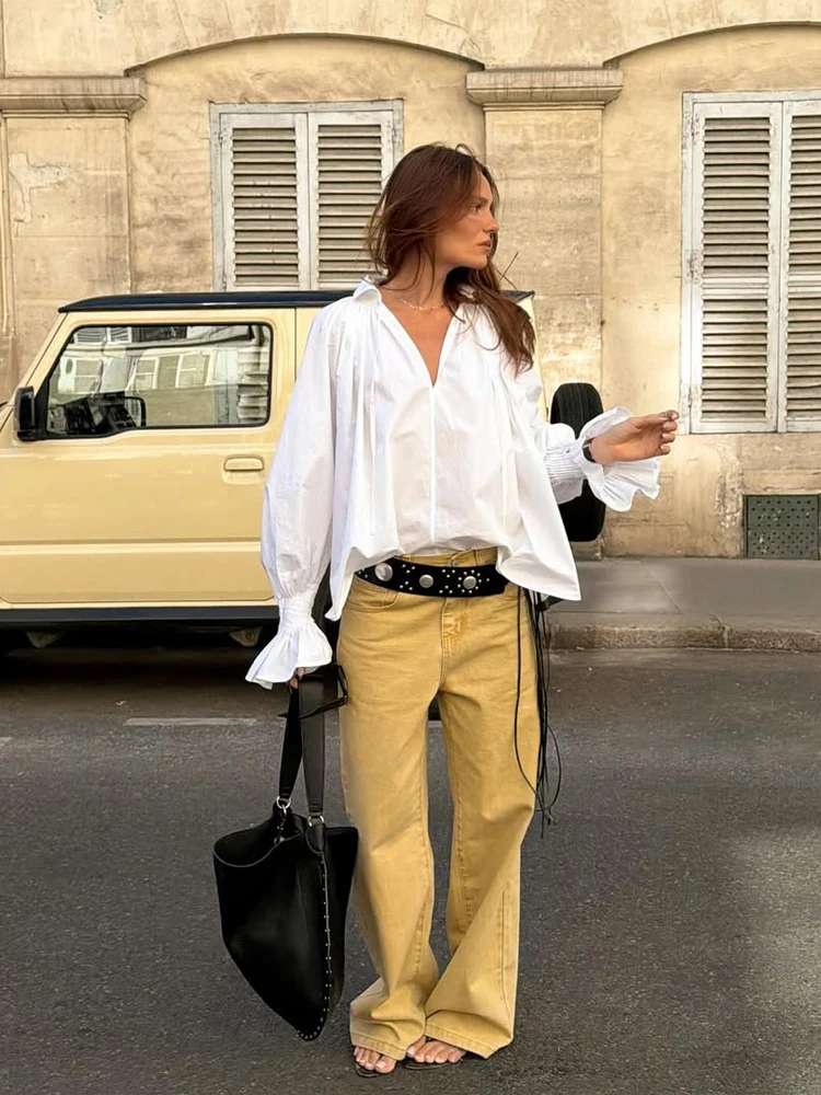 بلوزة نسائية بيضاء بياقة على ش - مراجعة Tie Front Shirt وسعره