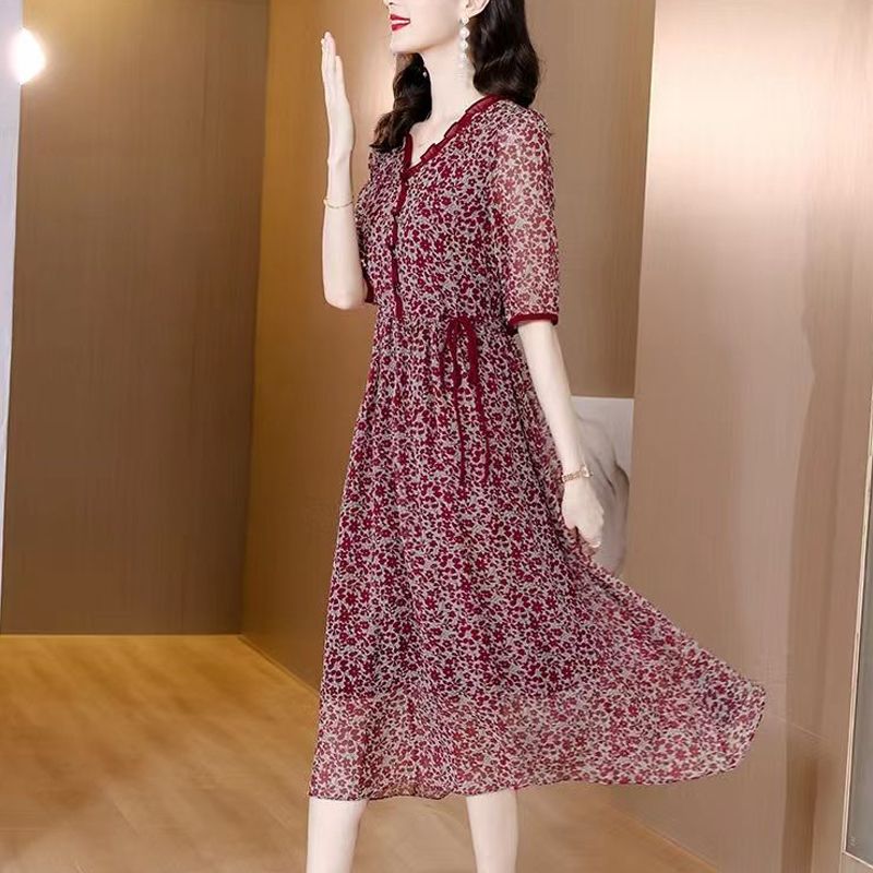 فستان أنيق بياقة على شكل V مطب - مراجعة Summer Clothing For 60 Year Old Woman وسعره