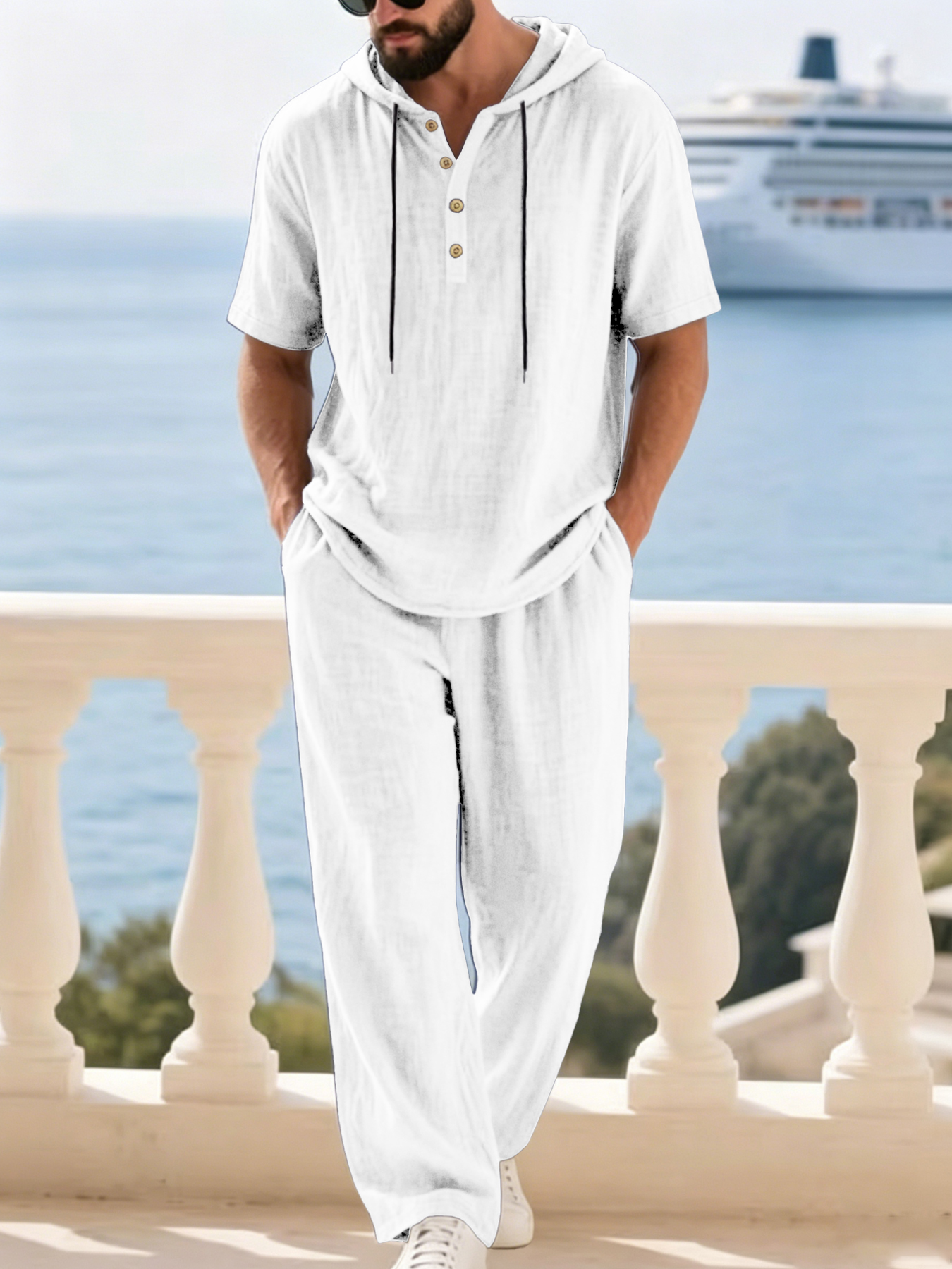 طقم رجالي من قطعتين من القطن و - مراجعة Summer Clothing Guys وسعره