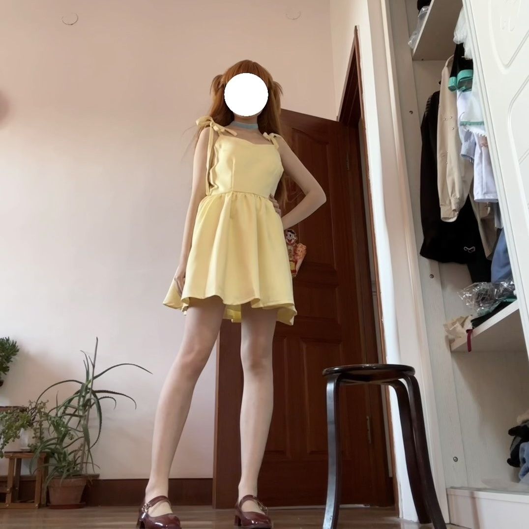 Shikinami Asuka Langley فستان  - مراجعة Yellow Summer Clothing وسعره