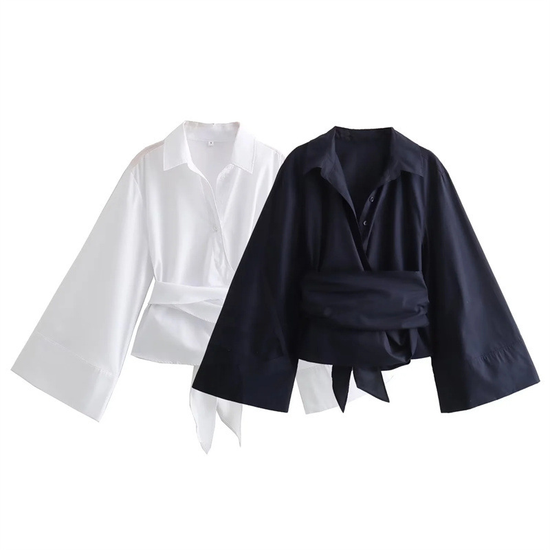 بلوزات كيمونو نسائية بأكمام طو - مراجعة Tie Front Shirt وسعره