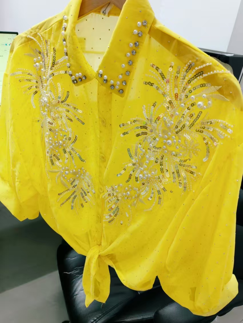 بلوزات وقمصان شيفون صفراء بترت - مراجعة Yellow Summer Clothing وسعره