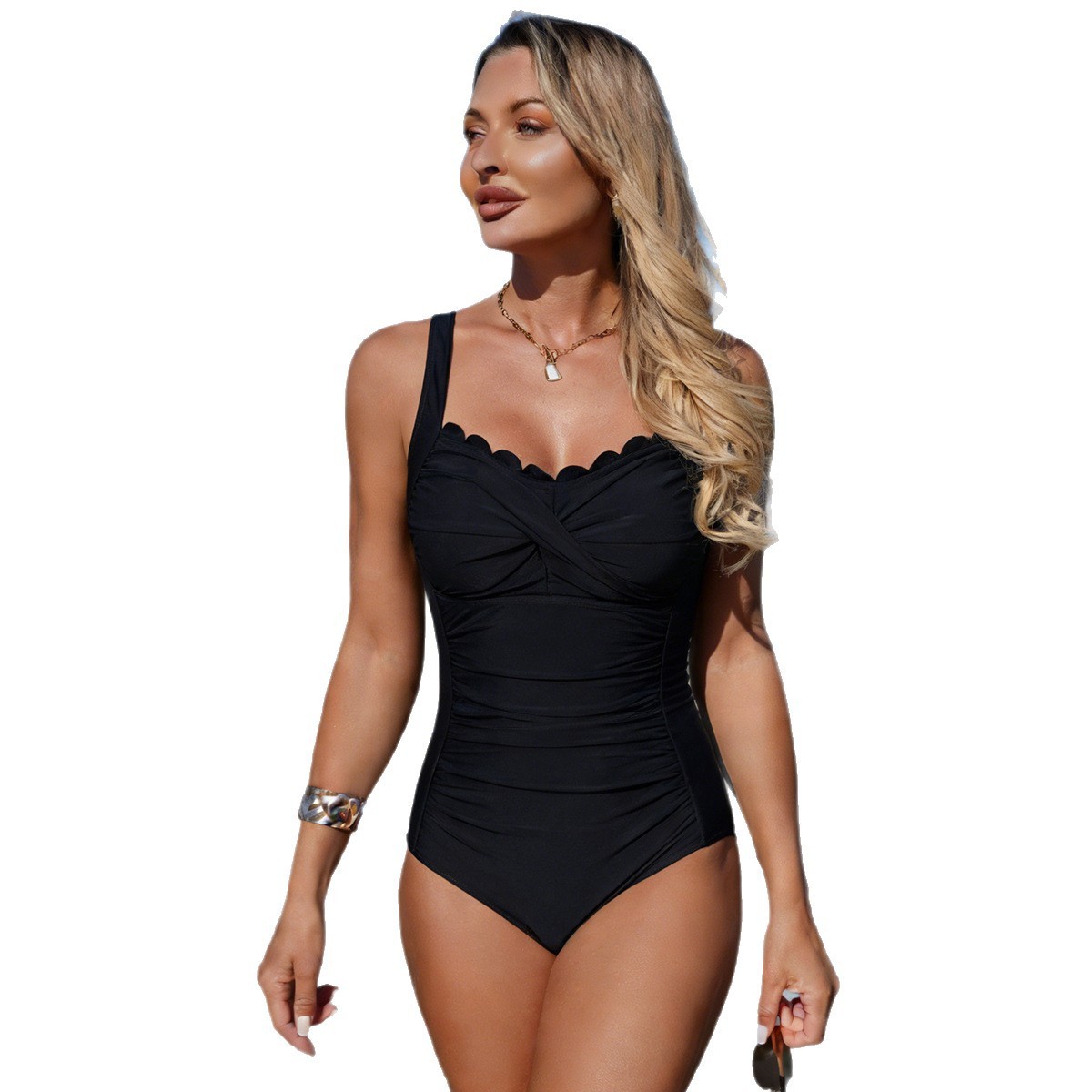 بدلة سباحة سوداء بفتحة رقبة مز - مراجعة Swimsuit One Piece وسعره