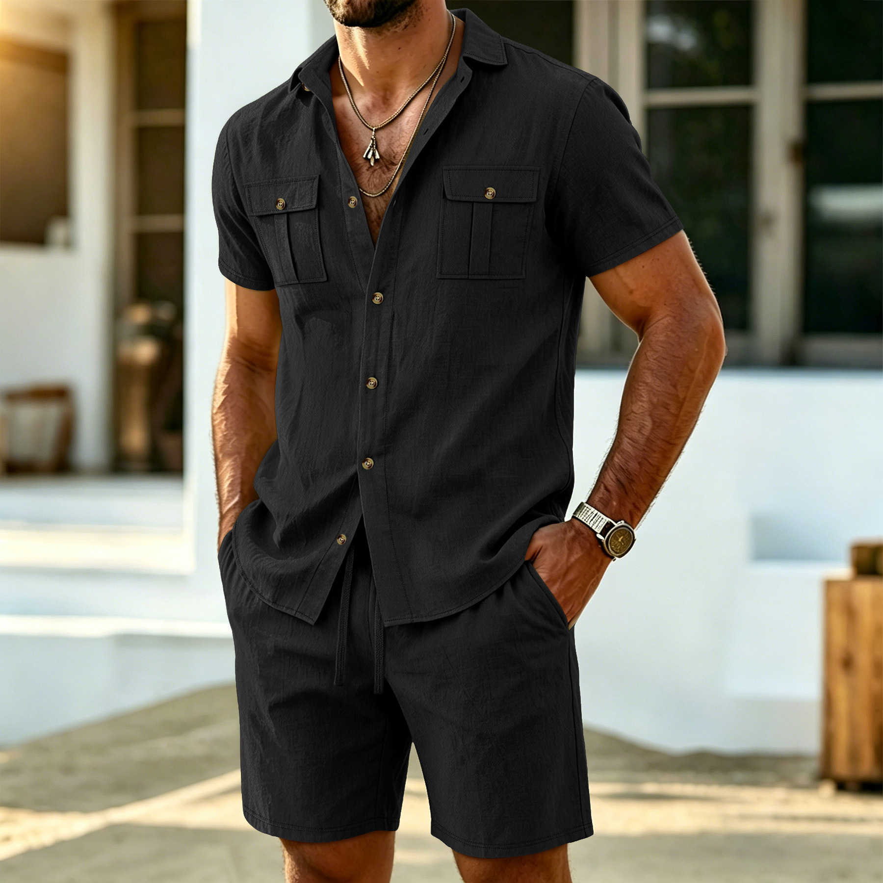 طقم صيفي جديد للرجال من الكتان - مراجعة Summer Clothing Guys وسعره