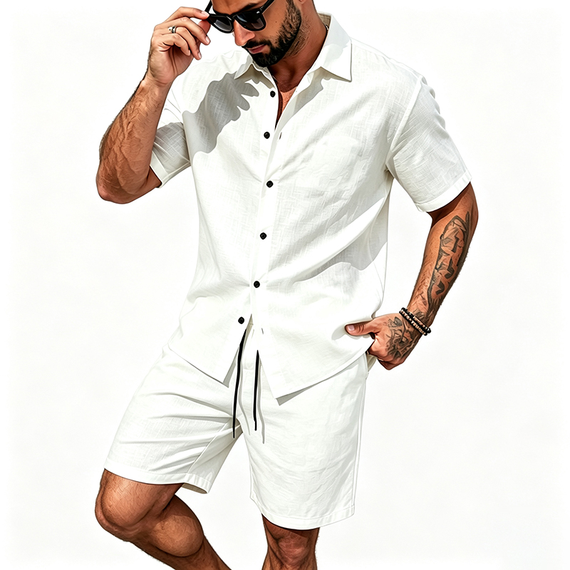 طقم رجالي من قطعتين من الكتان، - مراجعة Summer Clothing Guys وسعره