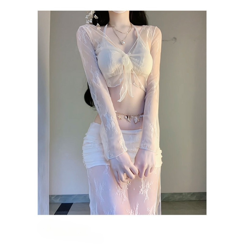 طقم بيكيني أنيق من 4 قطع بتصمي - مراجعة Swim Cover Up Mesh وسعره