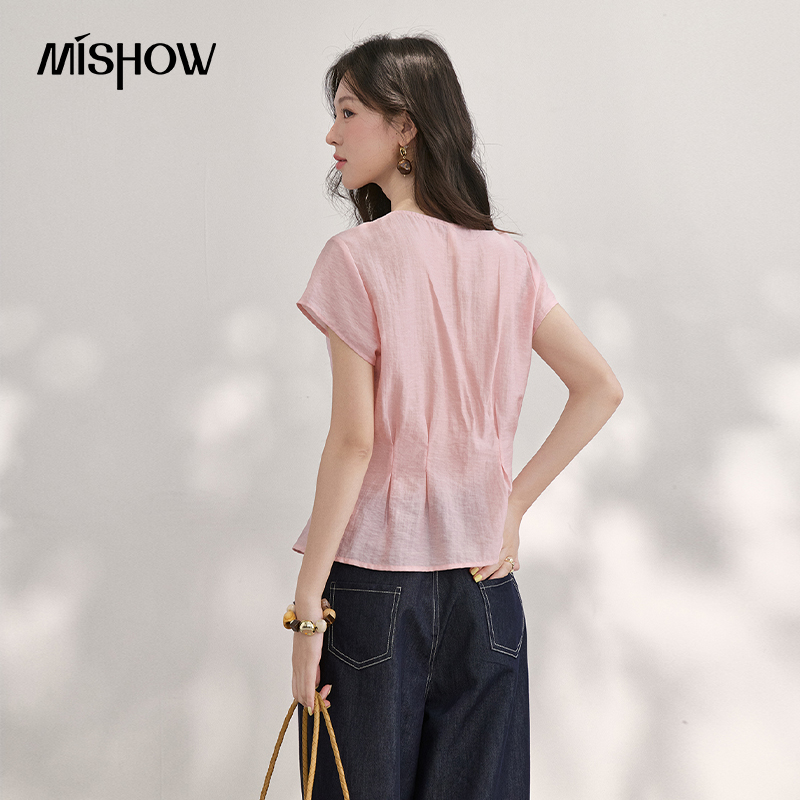 بلوزة نسائية من MISHOW بياقة ع - مراجعة Tie Front Shirt وسعره