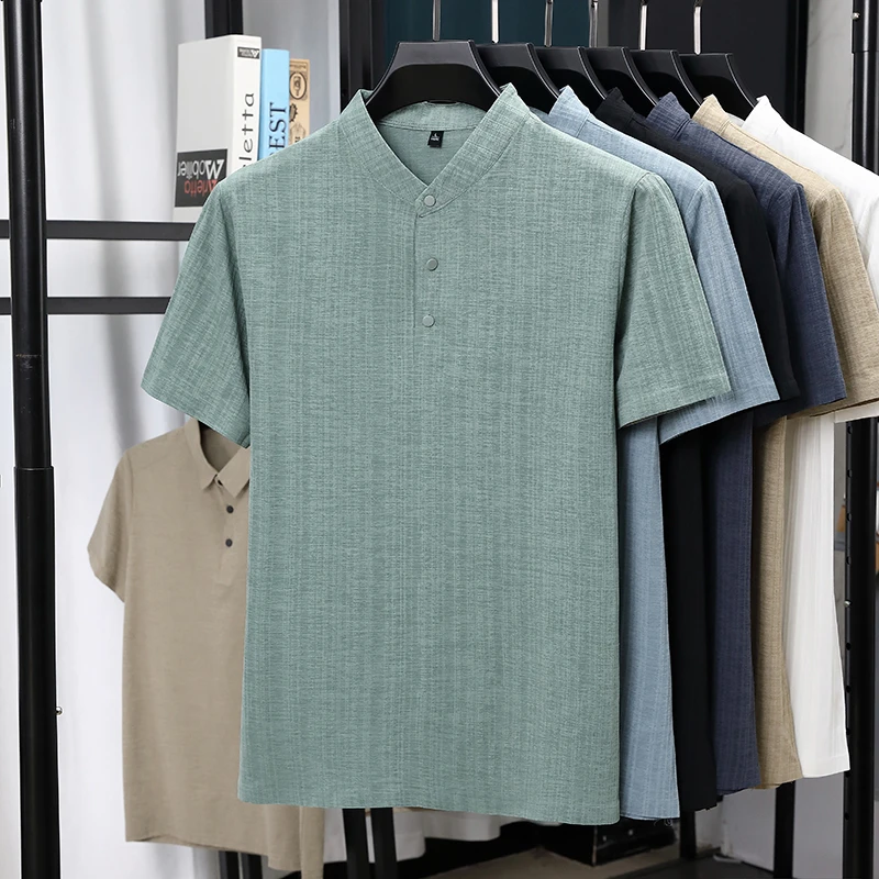 قمصان رجالية بياقة ماندارين وأ - مراجعة Summer Clothing Guys وسعره