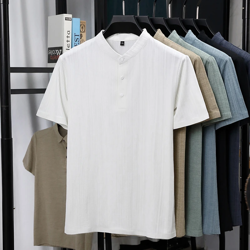 قمصان رجالية بياقة ماندارين وأ - مراجعة Summer Clothing Guys وسعره