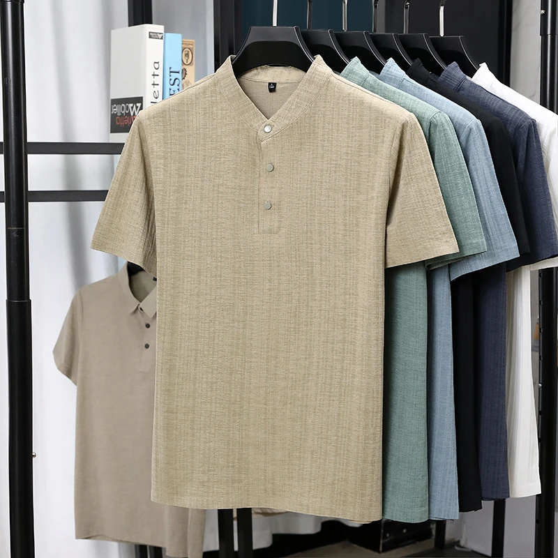 قمصان رجالية بياقة ماندارين وأ - مراجعة Summer Clothing Guys وسعره