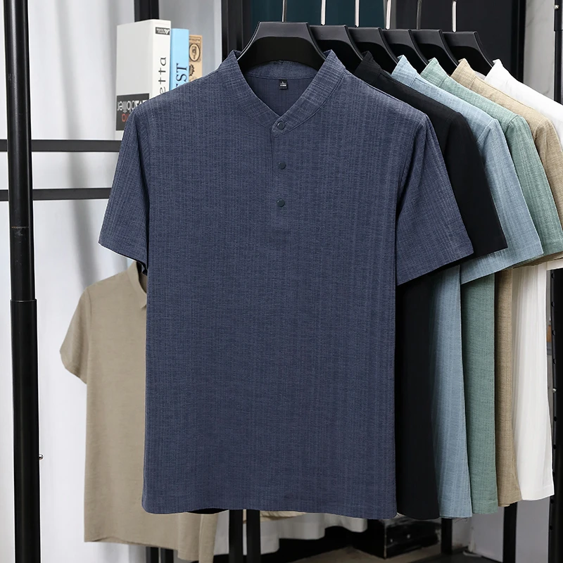 قمصان رجالية بياقة ماندارين وأ - مراجعة Summer Clothing Guys وسعره
