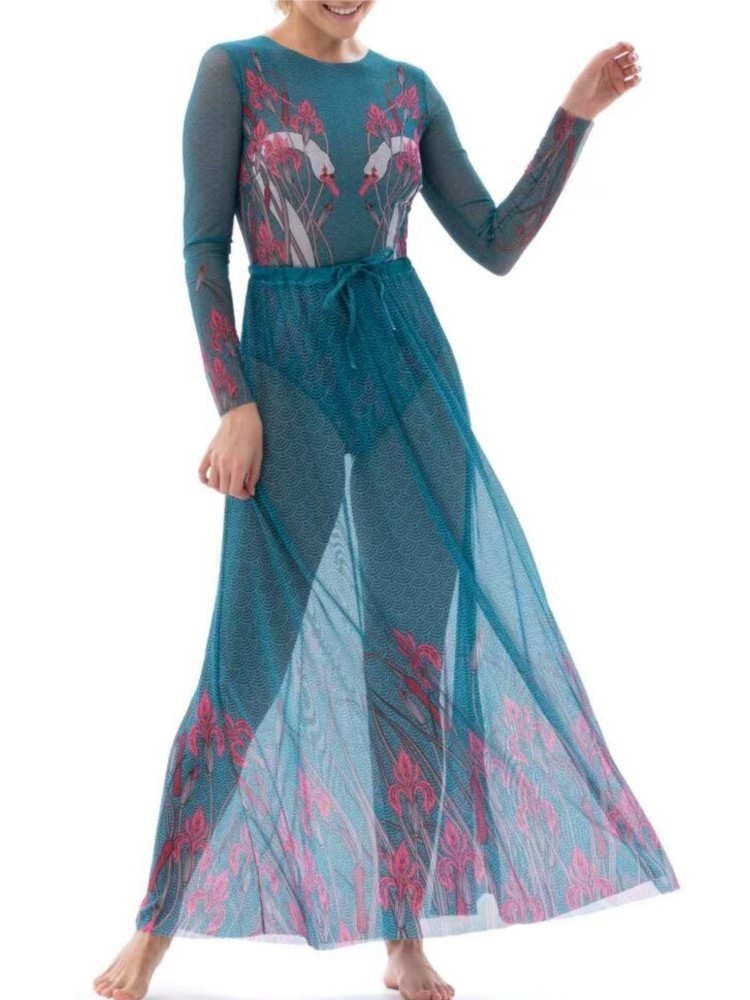 شبكة ريترو بيكيني طباعة موضة ق - مراجعة Swim Cover Up Mesh وسعره