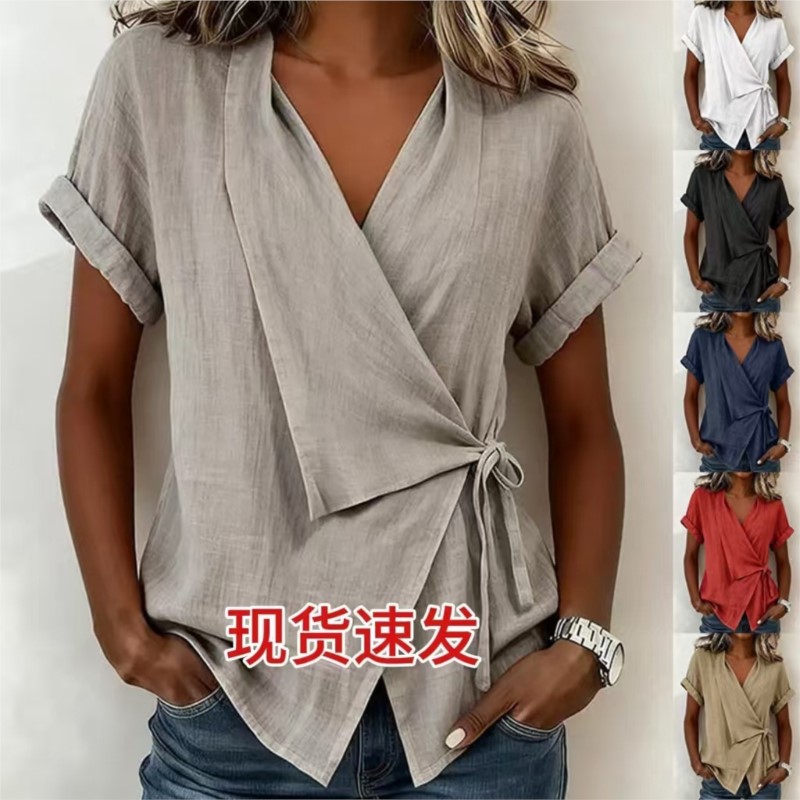 بلوزات نسائية جديدة لربيع وصيف - مراجعة Tie Front Shirt وسعره