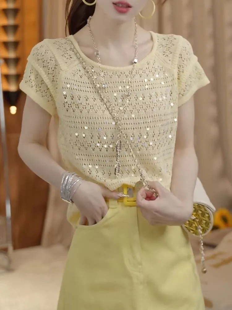 الاتجاهات الحلوة الترتر بلوفر  - مراجعة Summer Clothing Old Money وسعره