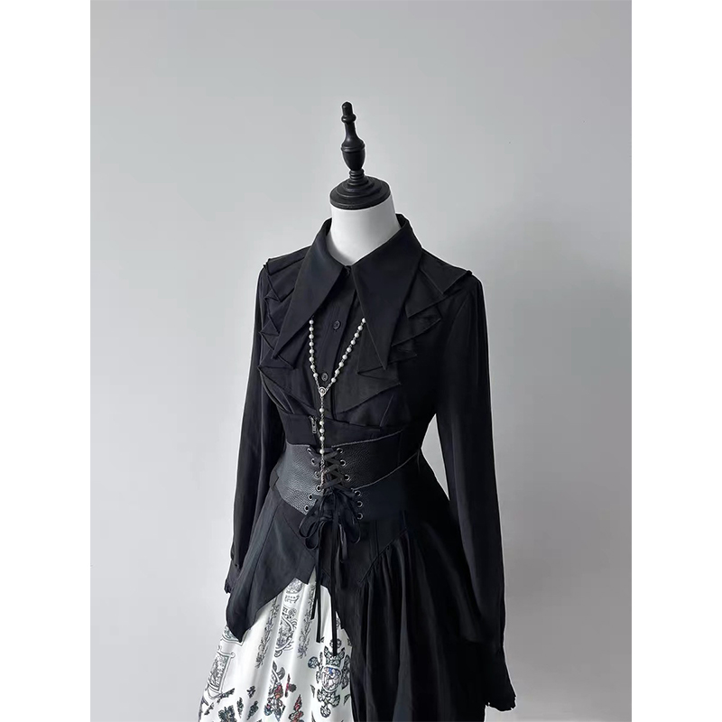 القوطية الكشكشة القمصان السودا - مراجعة Summer Goth Clothing وسعره