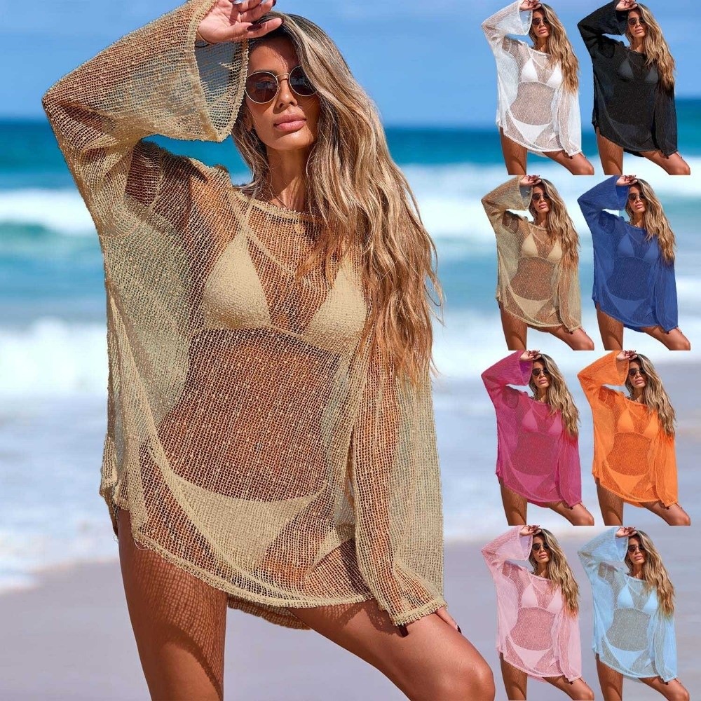 فستان شاطئ نسائي أنيق من قماش  - مراجعة Swim Cover Up Mesh وسعره