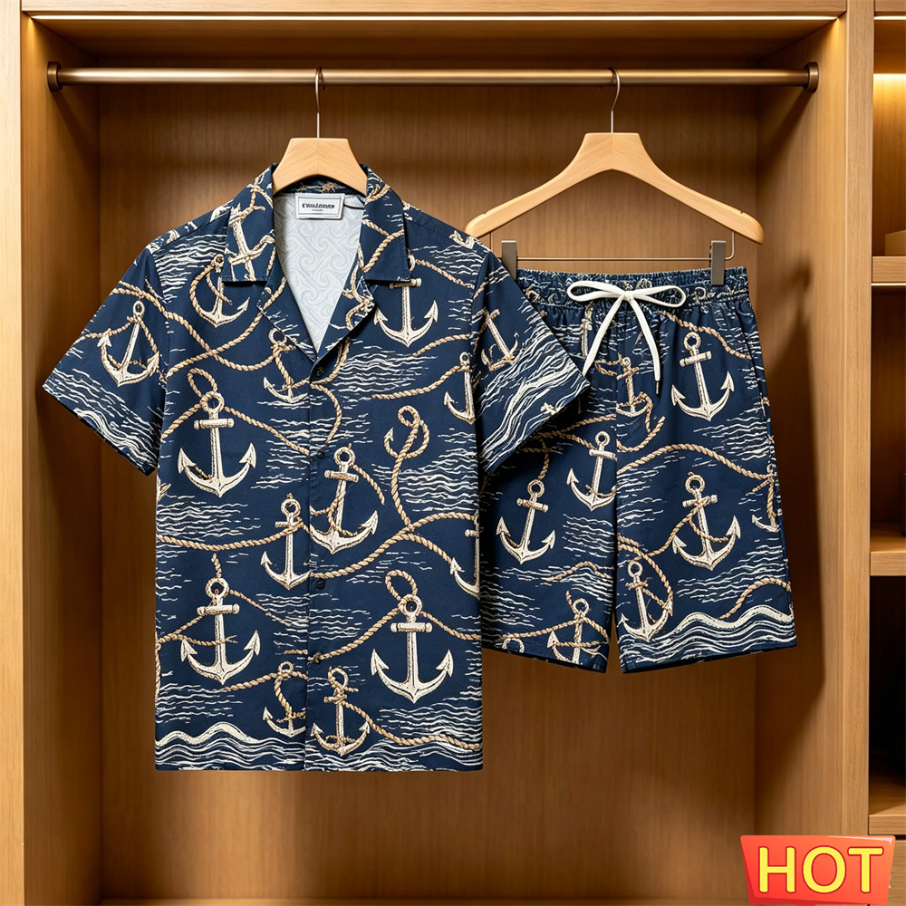 طقم رجالي من قطعتين بنمط هاواي - مراجعة Summer Clothing Guys وسعره