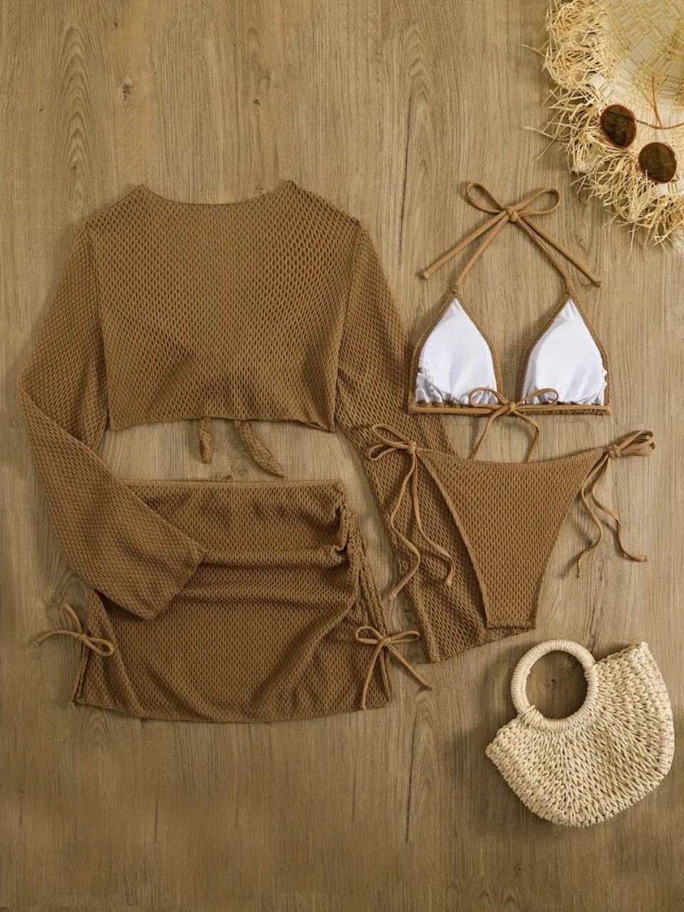 4 قطعة الرسن البيكينيات مجموعة - مراجعة Swim Cover Up Mesh وسعره