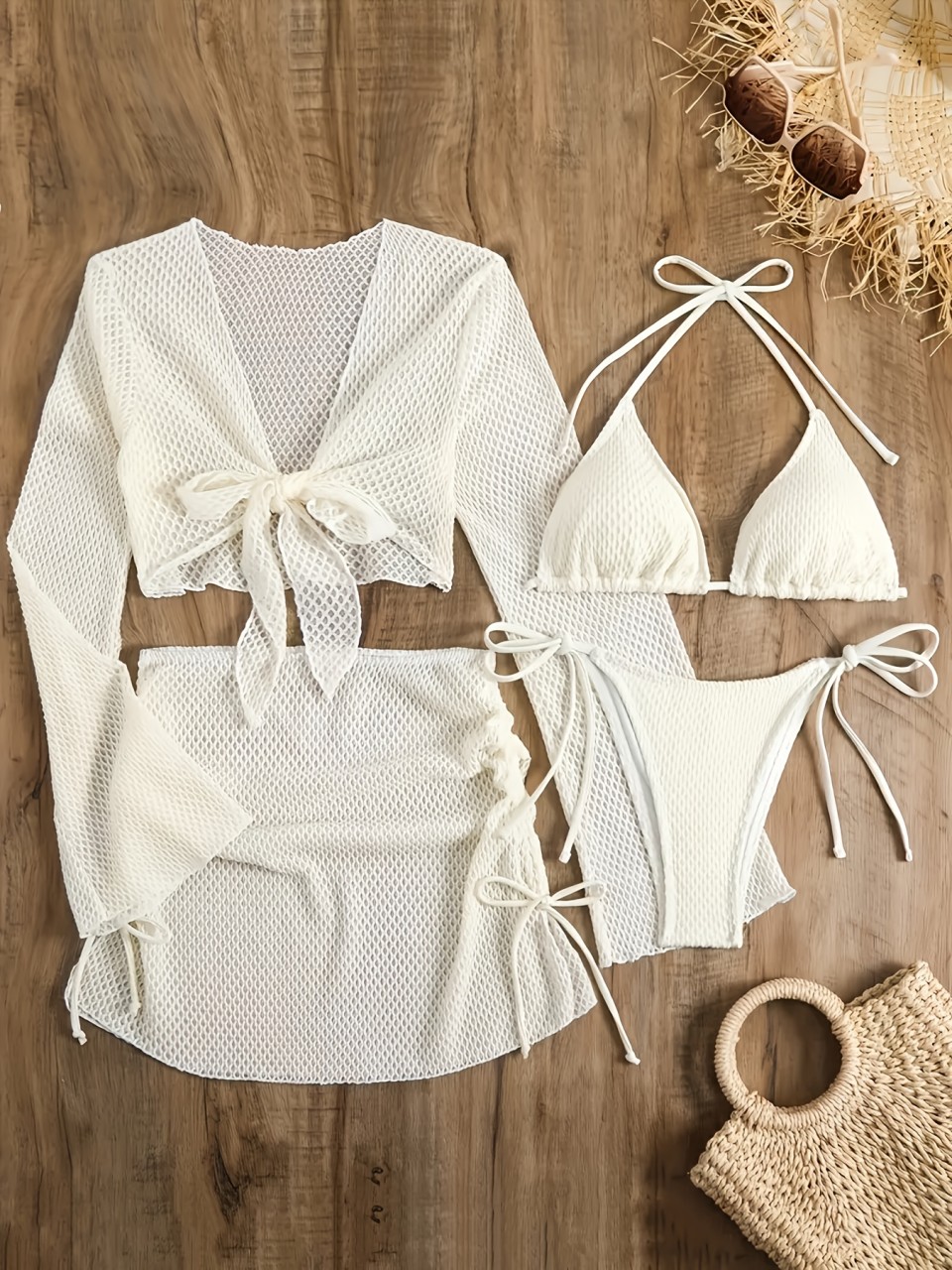 4 قطعة الرسن البيكينيات مجموعة - مراجعة Swim Cover Up Mesh وسعره
