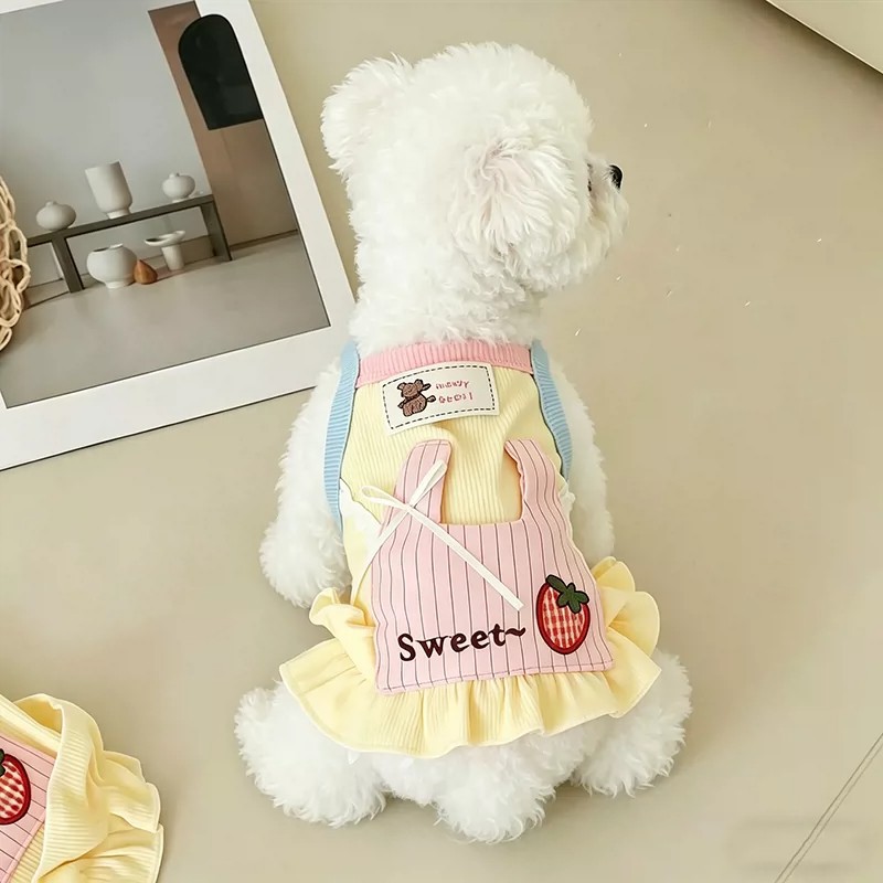 ملابس كلاب كورية صفراء وزرقاء، - مراجعة Yellow Summer Clothing وسعره