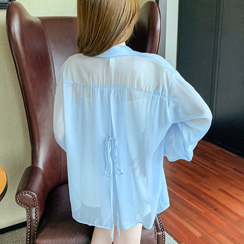بلوزة نسائية فضفاضة بأكمام طوي - مراجعة Tie Front Shirt وسعره