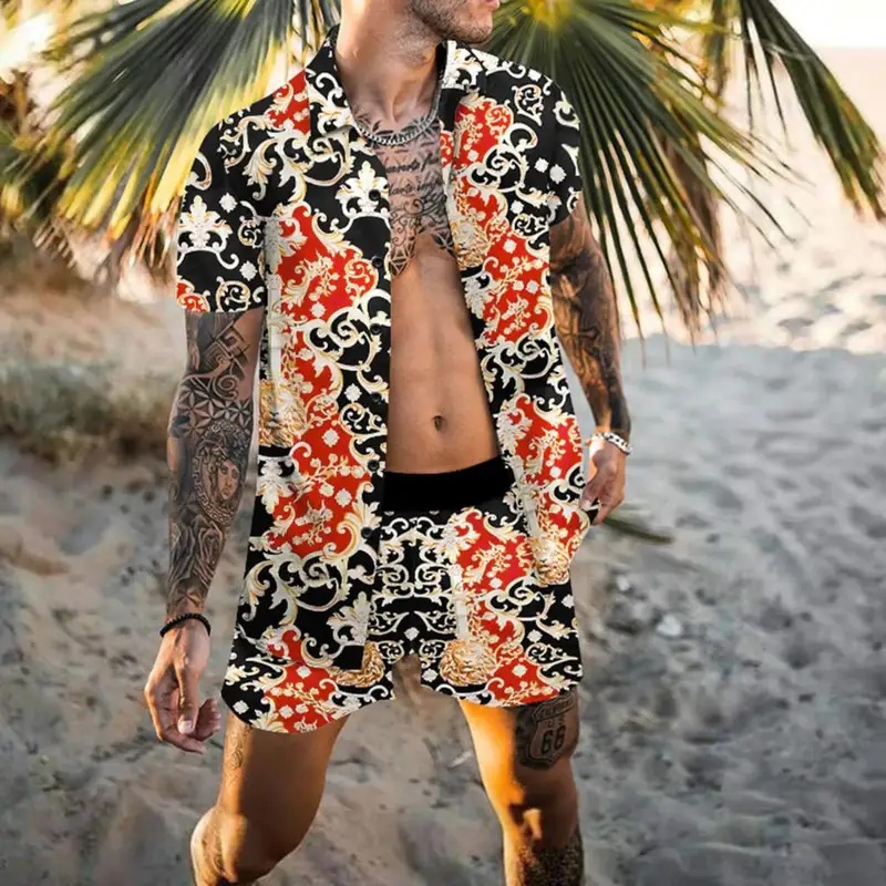 طقم قميص رجالي صيفي أنيق بطبعة - مراجعة Summer Clothing For A Beach وسعره