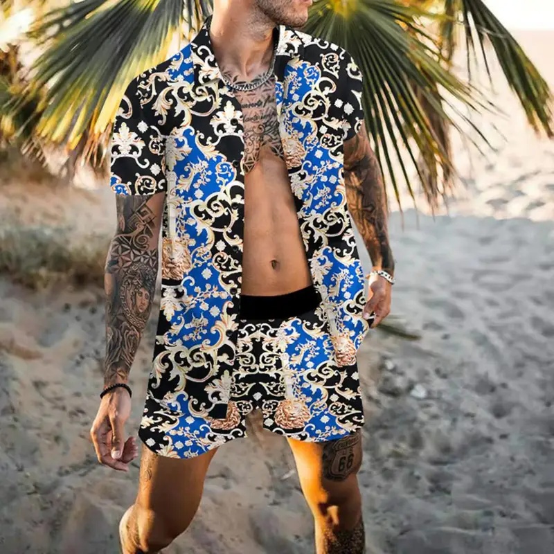طقم قميص رجالي صيفي أنيق بطبعة - مراجعة Summer Clothing For A Beach وسعره
