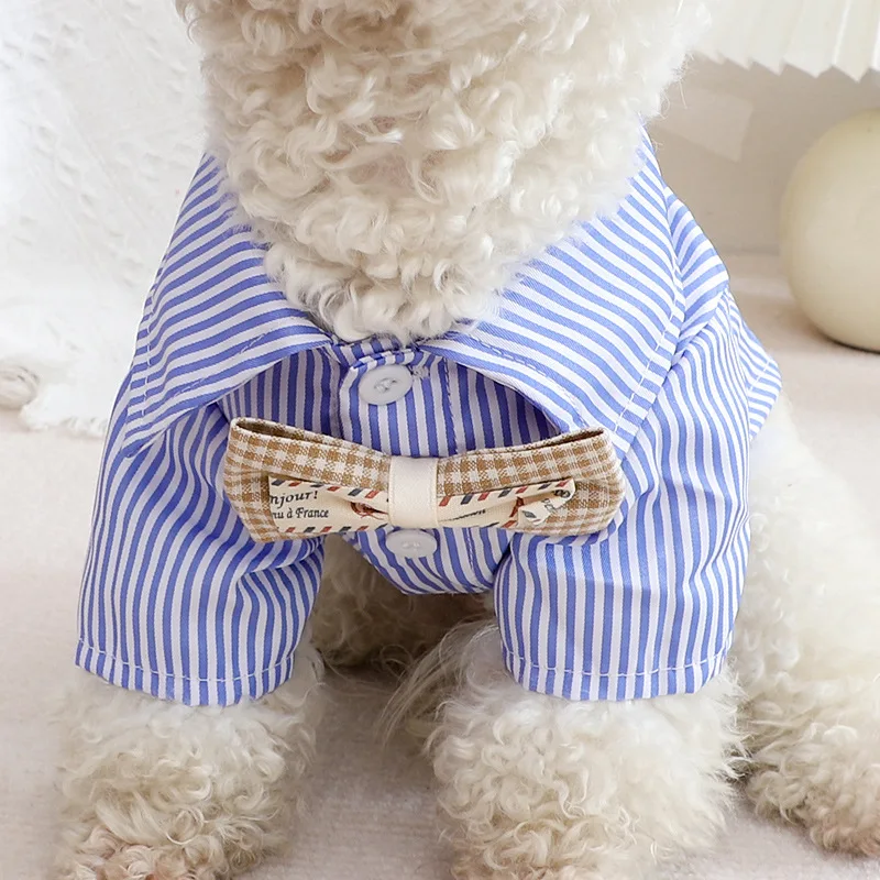 قمصان مخططة بعقدة فراشية للحيو - مراجعة Summer Dog Clothing وسعره